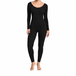 The Pyramid Collection Women's Scoop Neck Body You-tiful Unitard jumpsuit Black